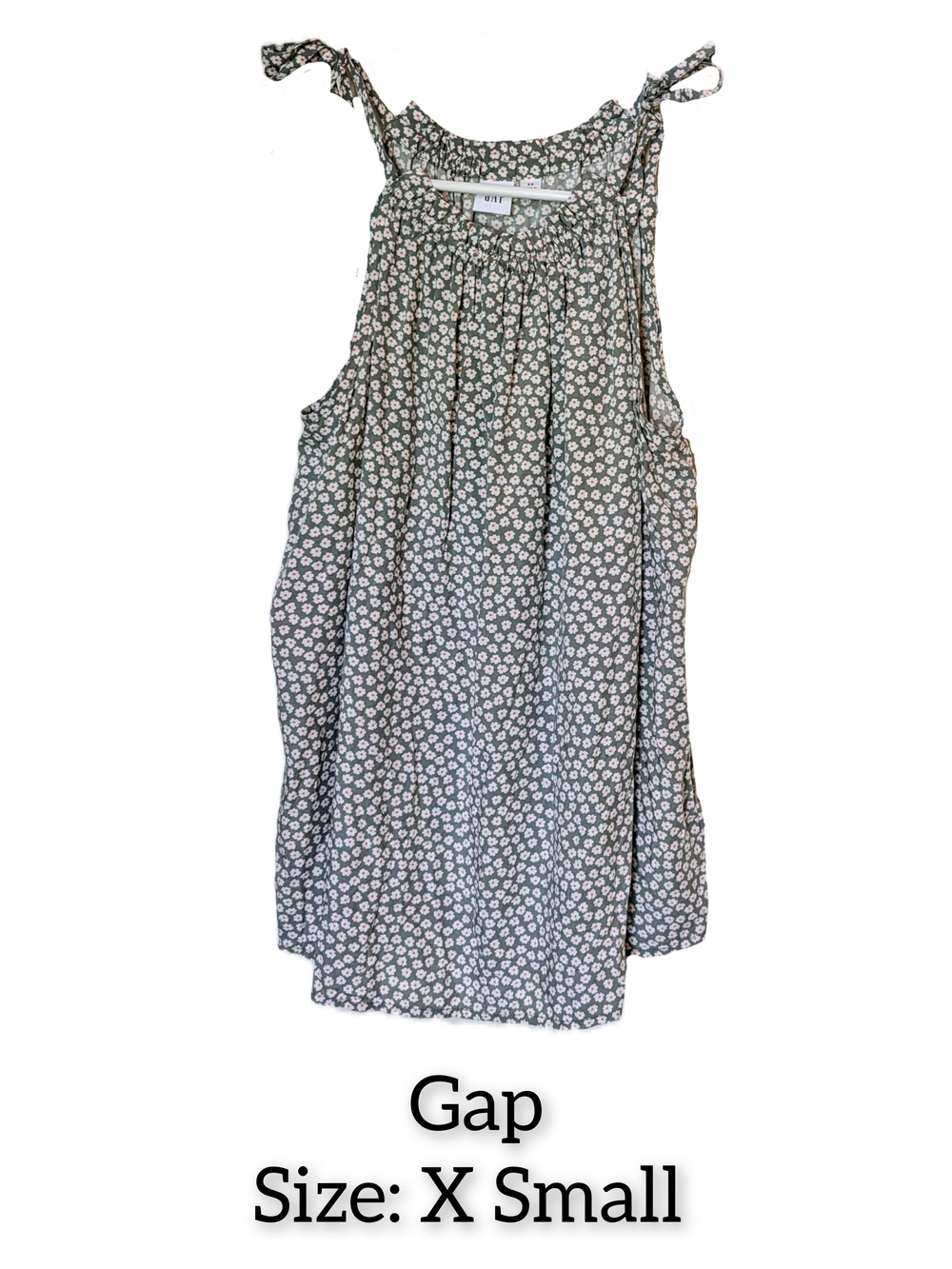 Gap Women's Green Floral Tie-Strap Tank Top